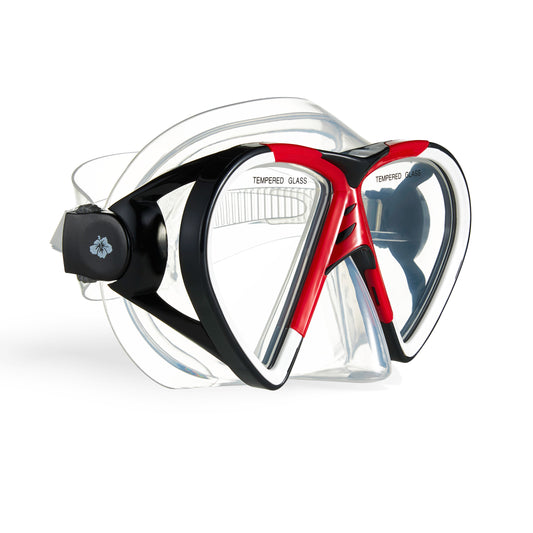 Hawaii Divers Leilani Snorkel Set – Black/Red (Adult L/XL)