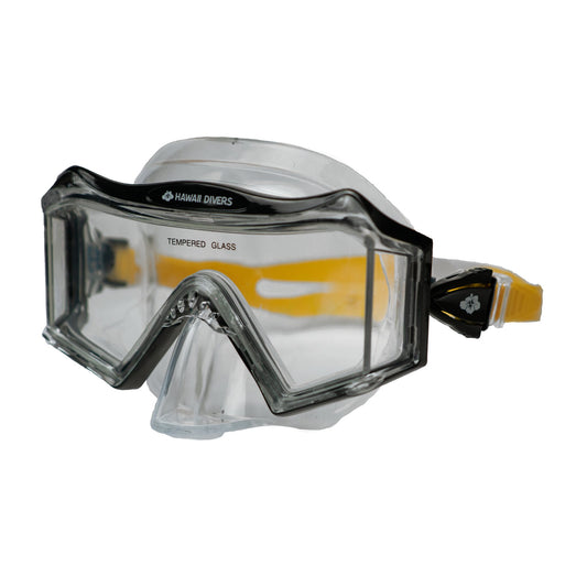 Hawaii Divers Tri View Adult Snorkel Mask - Black/Yellow