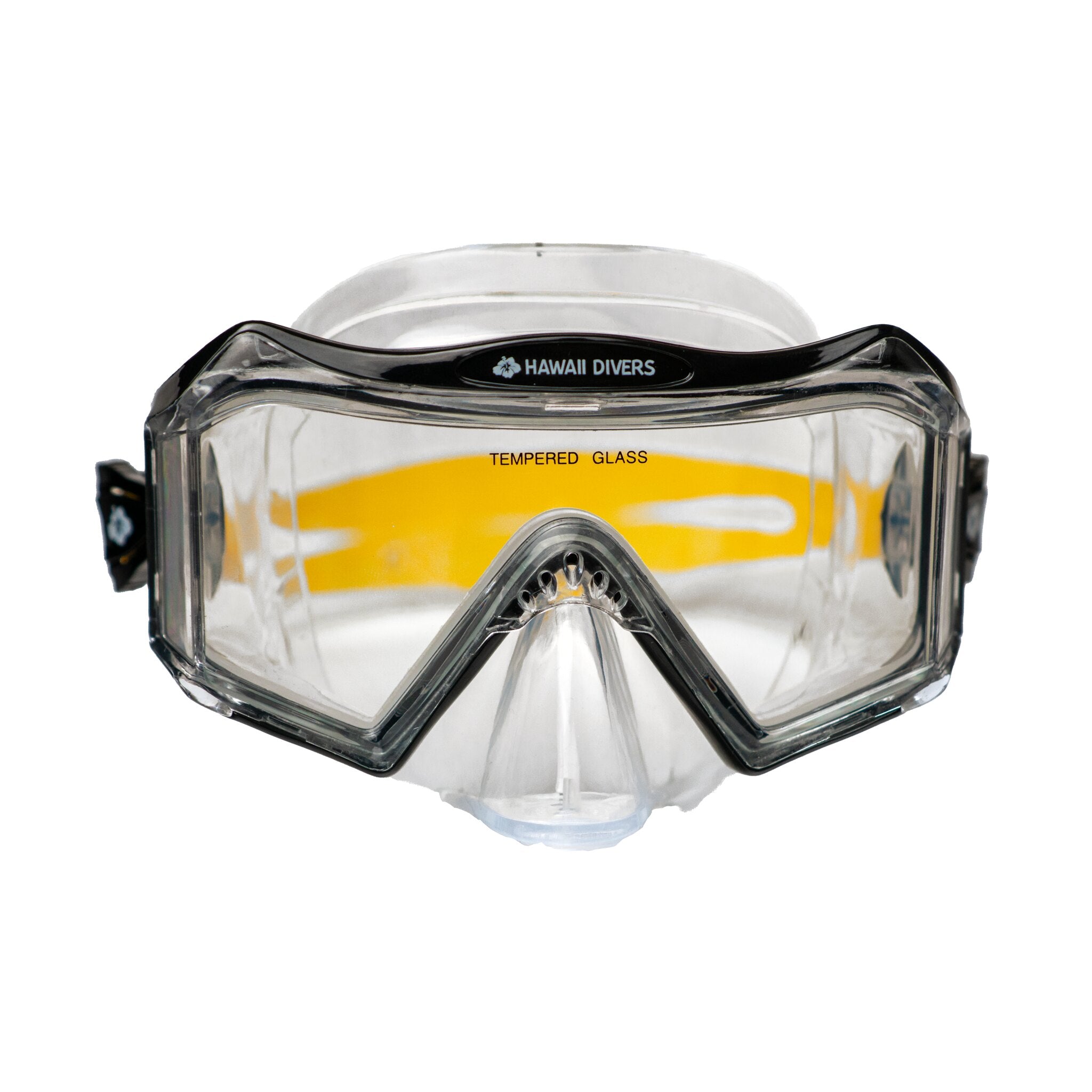 Hawaii Divers Tri View Adult Snorkel Mask - Black/Yellow