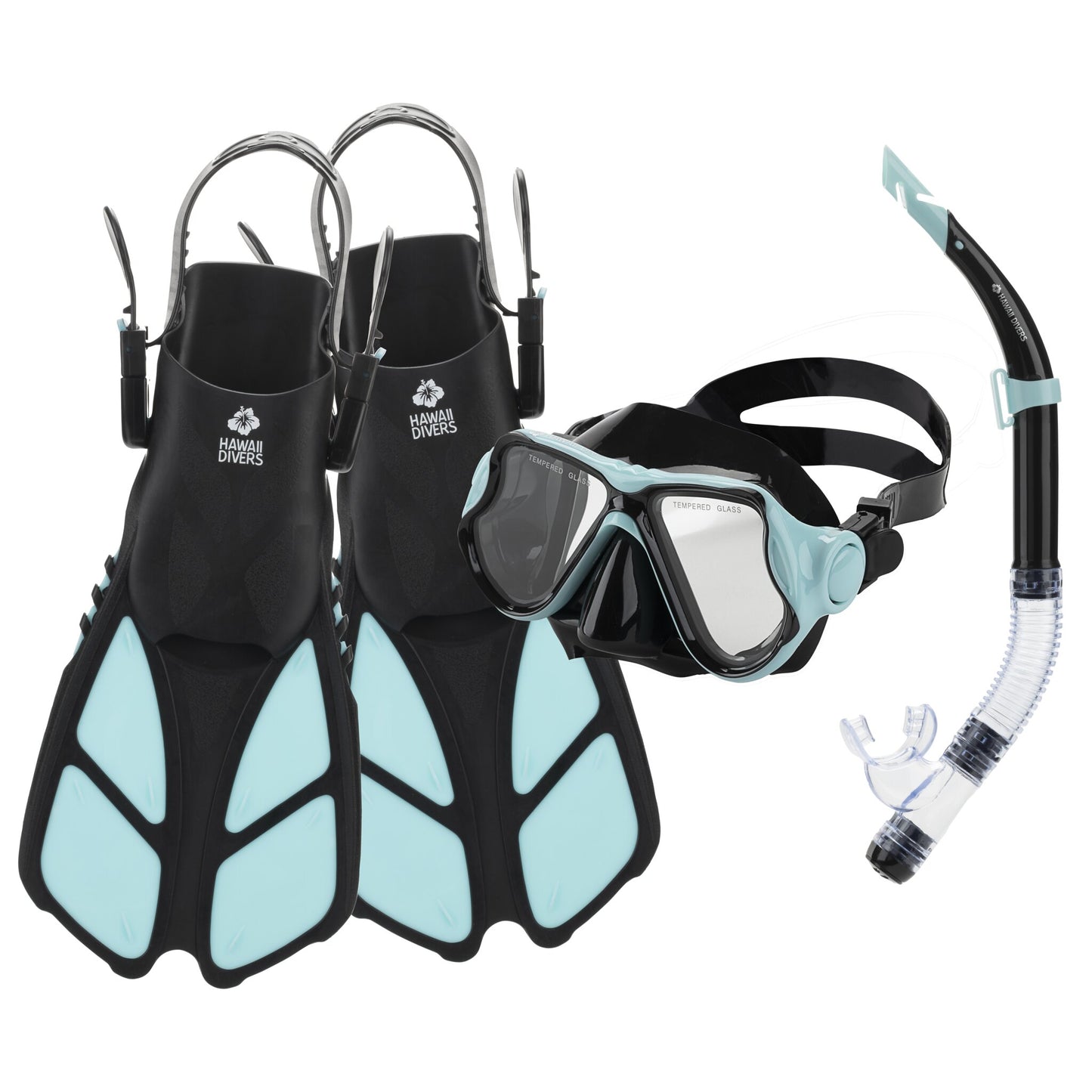 Hawaii Divers Manta Ray Adult Snorkel Set – Turquoise/Black - Size S/M