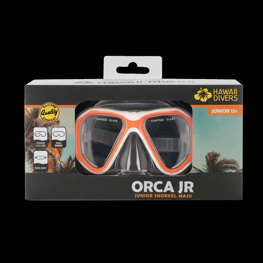 Hawaii Divers Orca Jr Snorkel Mask– White/Pink (Ages 8–14)