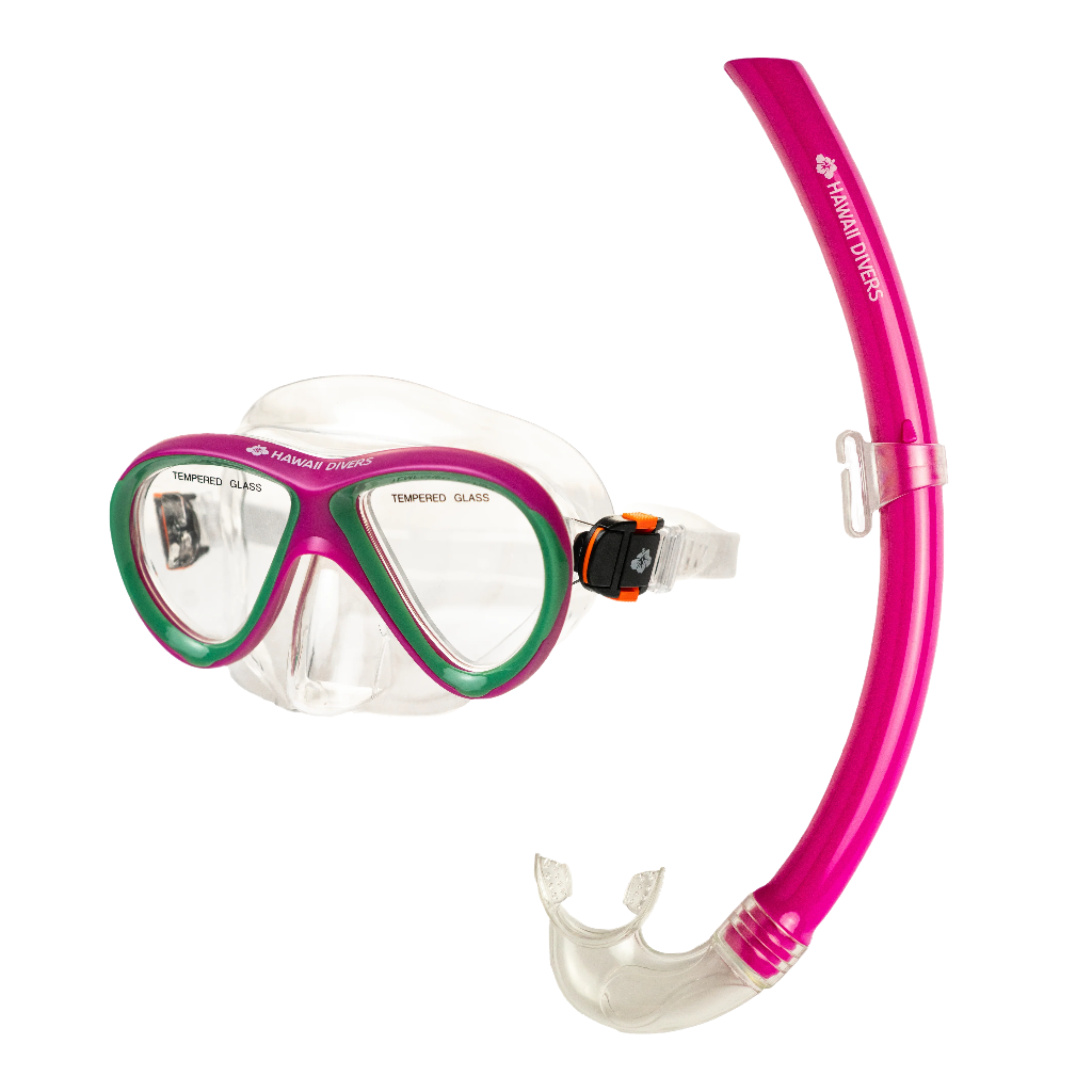 Hawaii Divers Guppy Kids Snorkel Combo – Pink/Green (4+)