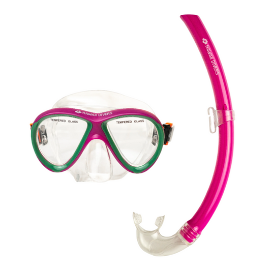 Hawaii Divers Guppy Kids Snorkel Combo – Pink/Green (4+)