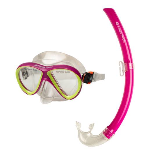Hawaii Divers Guppy Kids Snorkel Combo – Pink/Bright Yellow