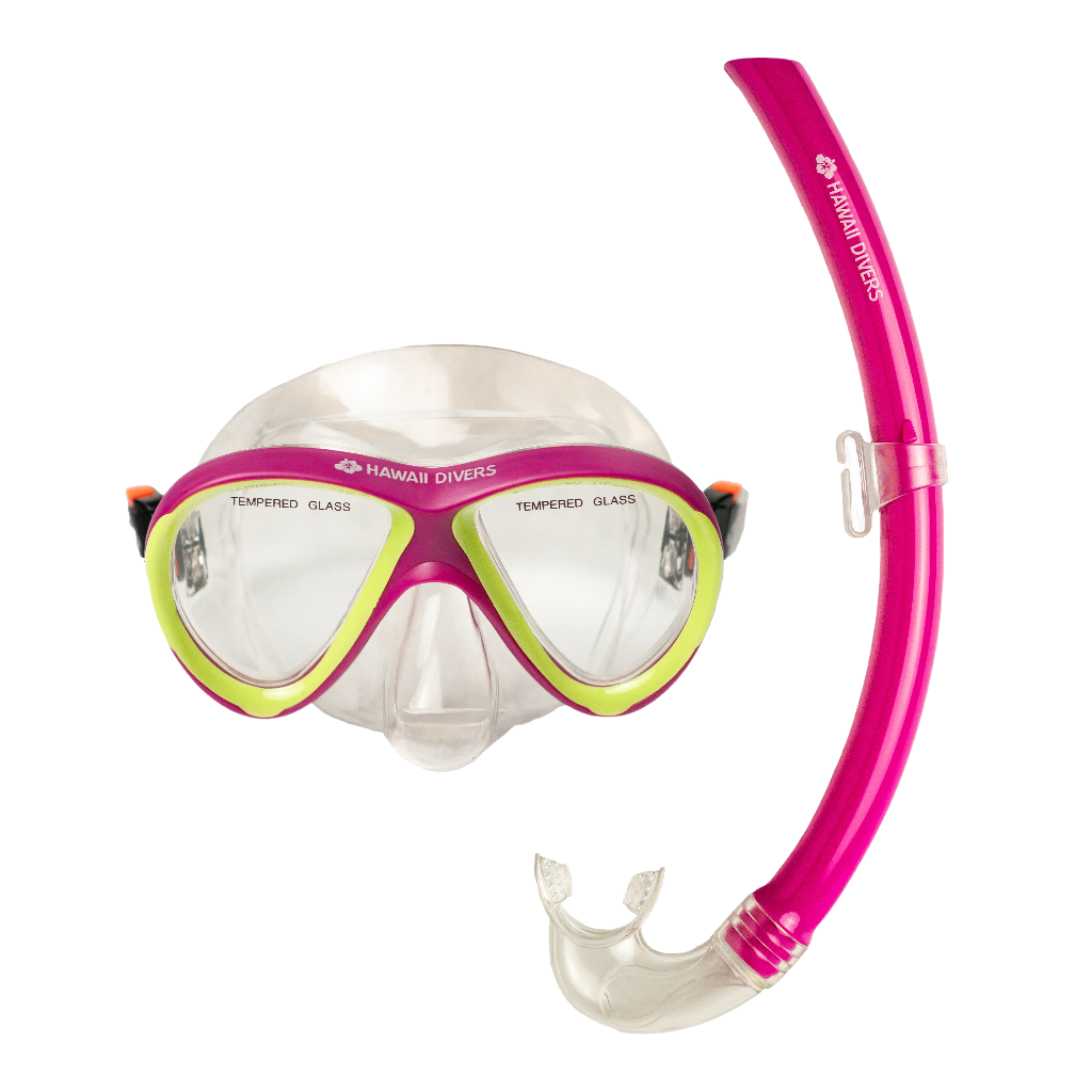 Hawaii Divers Guppy Kids Snorkel Combo – Pink/Bright Yellow