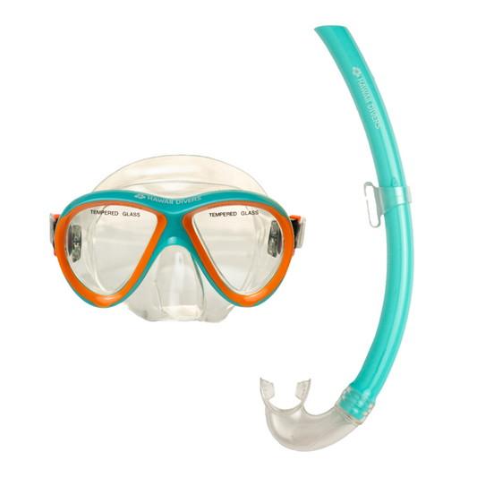 Hawaii Divers Guppy Kids Snorkel Combo –Teal/Orange (4+)