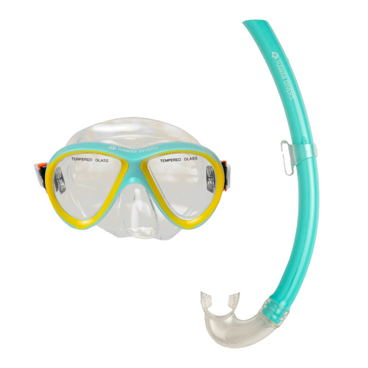 Hawaii Divers Guppy Kids Snorkel Combo – Sky/Yellow (4+)