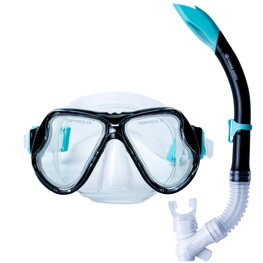 Hawaii-Divers Turtle Snorkel Combo - Black/Turquoise (ages 4+)