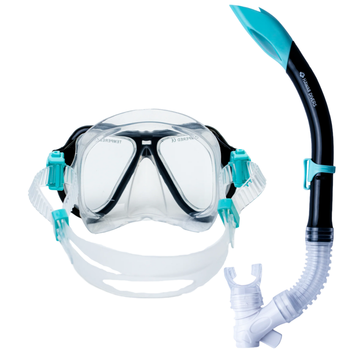 Hawaii-Divers Turtle Snorkel Combo - Black/Turquoise (ages 4+)