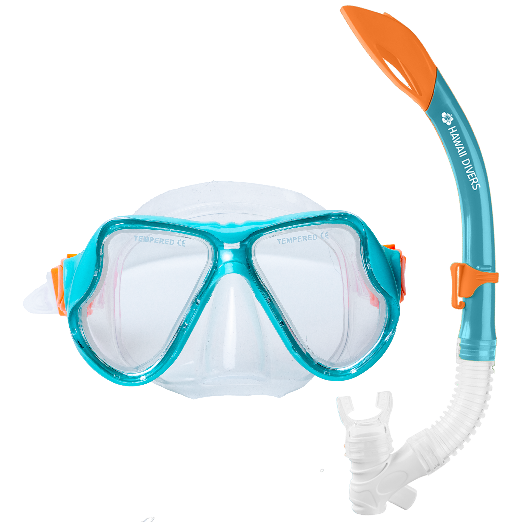 Hawaii- Divers Turtle Snorkel Combo - Turquoise/Orange (ages 4+)