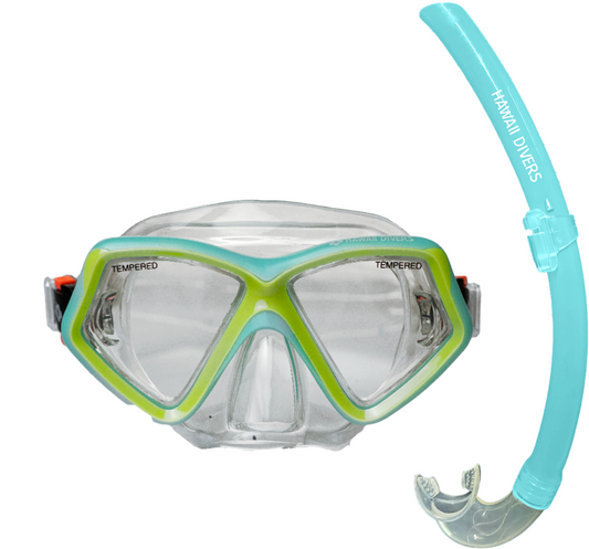 Hawaii Divers Jelly Fish Snorkel Combo - Teal/Yellow(ages 4+)