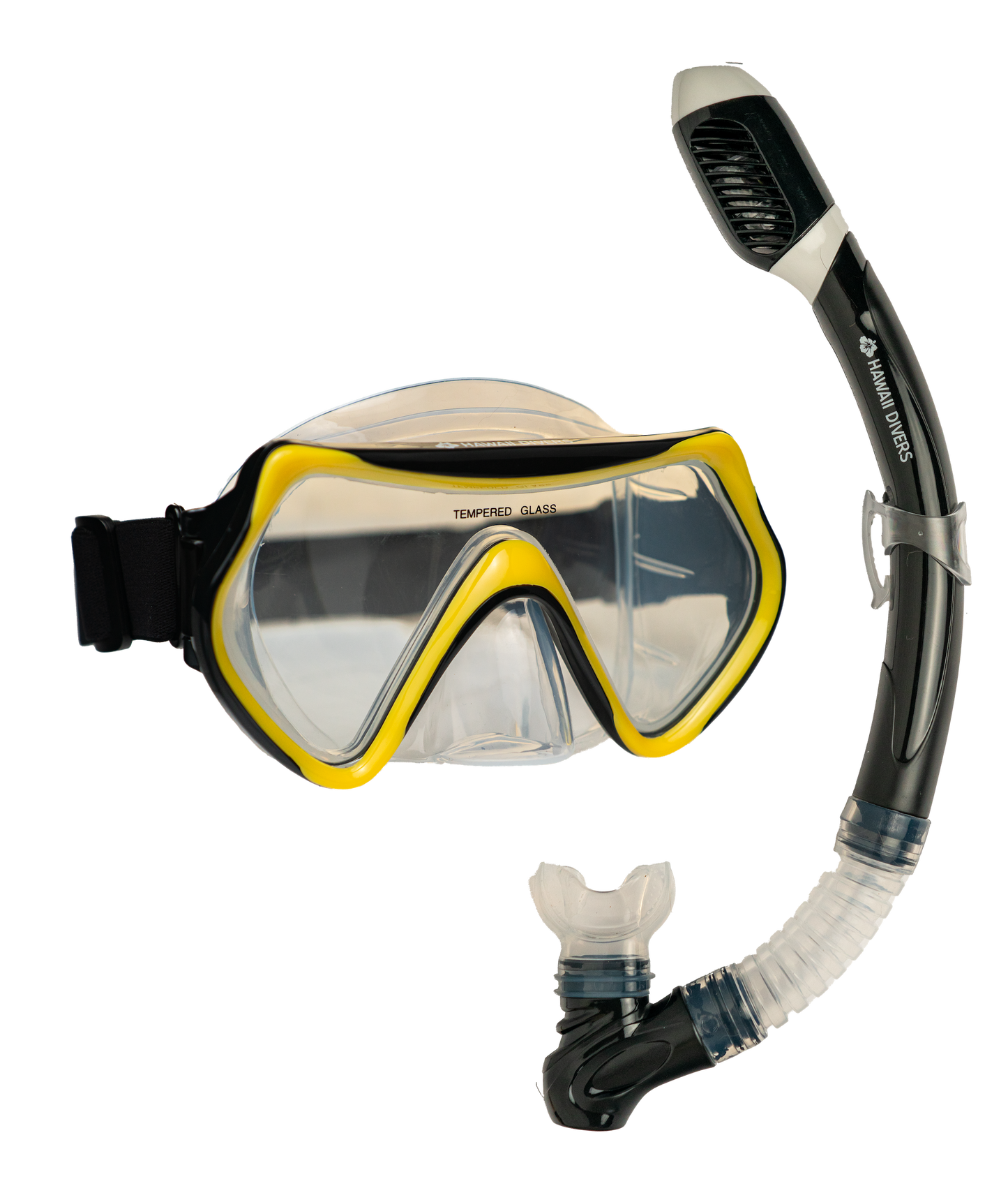 Hawaii Divers Destin Adult Snorkel Set – Black/Yellow - L/XL
