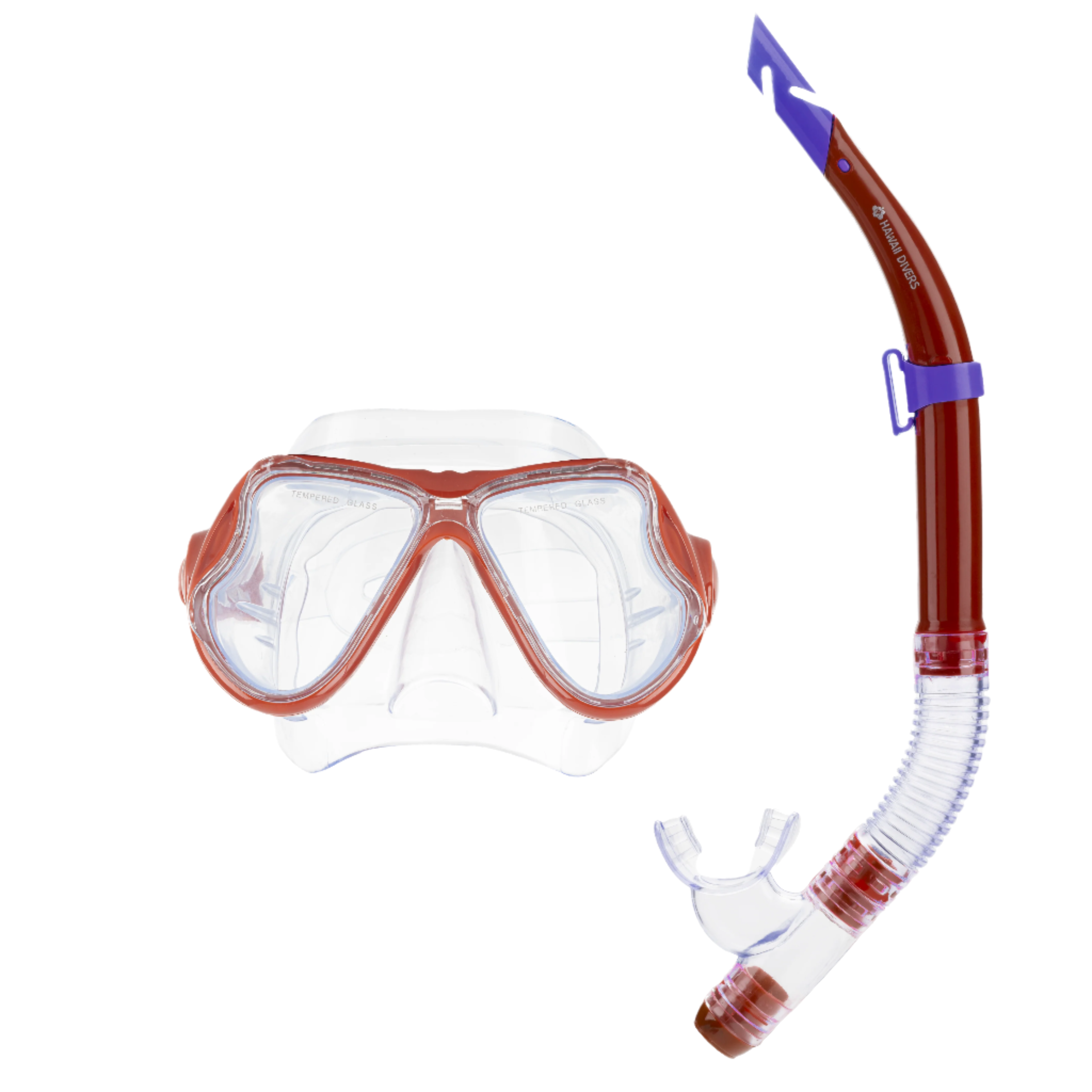 Hawaii Divers Manta Ray Adult Snorkel Combo – Red