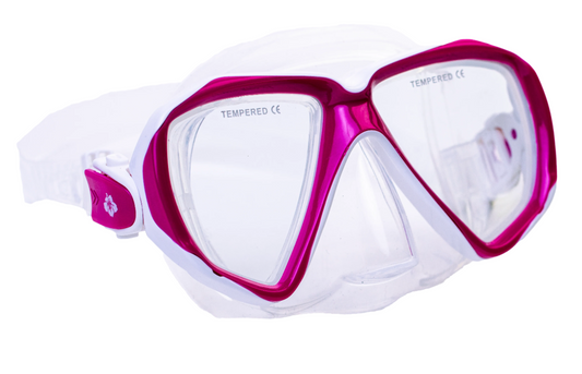 Hawaii Divers Orca Jr Snorkel Mask– White/Pink (Ages 8–14)