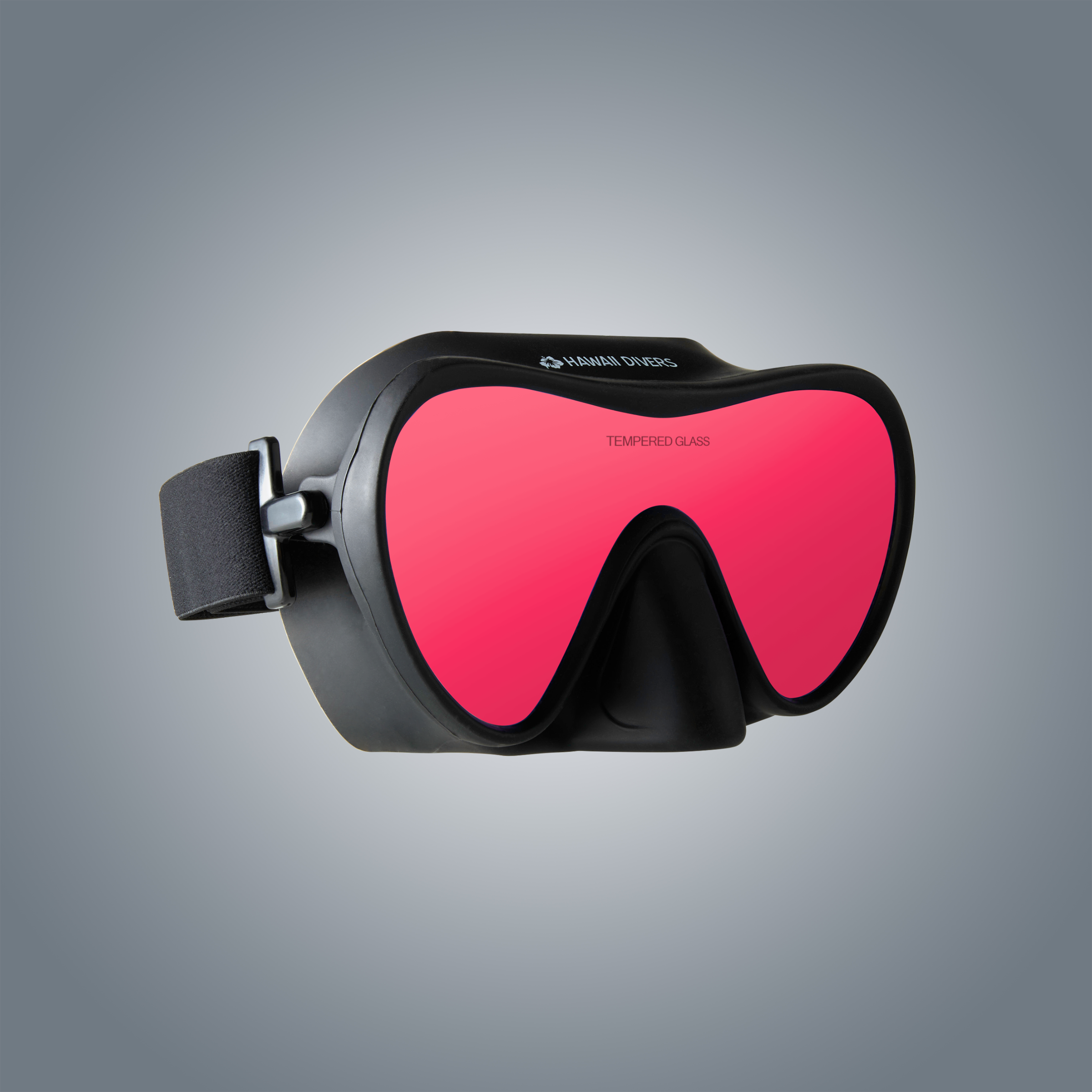 Hawaii Divers Deep Sea Mirrored Mask, Black Silicone with Red Lens