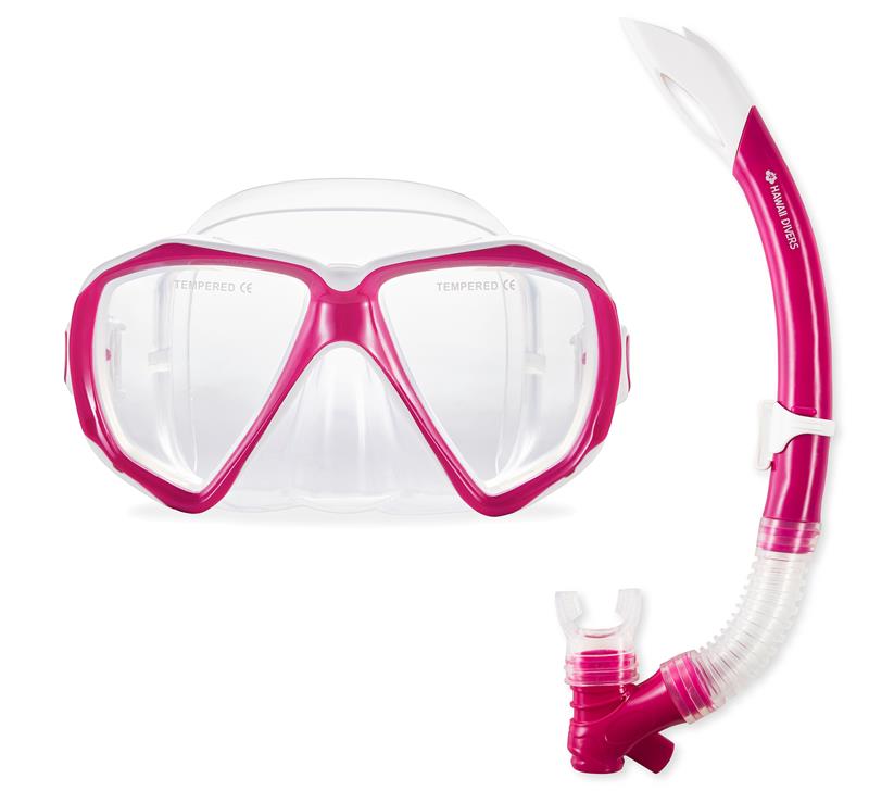 Hawaii Divers Orca Jr Snorkel Combo – White/Pink (Ages 8–14)