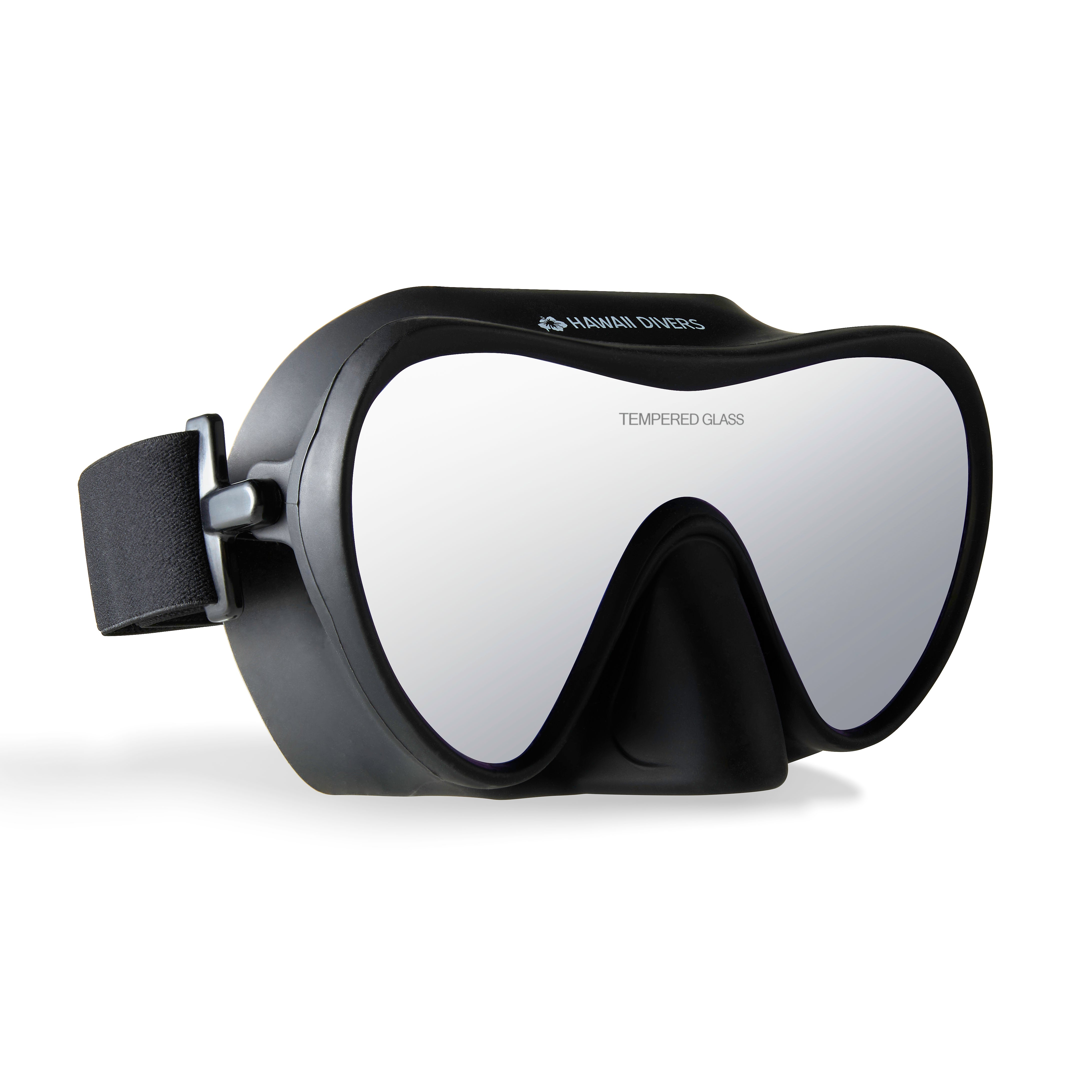 Hawaii Divers Deep Sea Mirrored Adult Snorkel Set – Silver/Black - L/XL