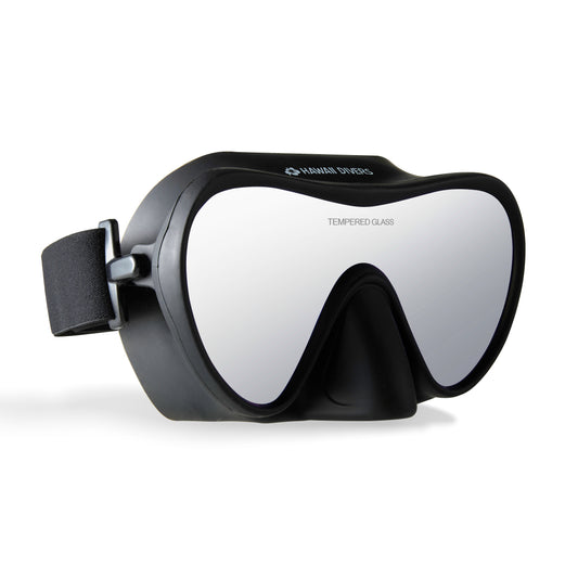 Hawaii Divers Deep Sea Mirrored Adult Snorkel Set – Silver/Black - L/XL