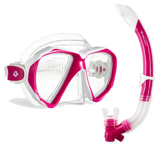 Hawaii Divers Orca Jr Snorkel Set with Fins – White/Pink