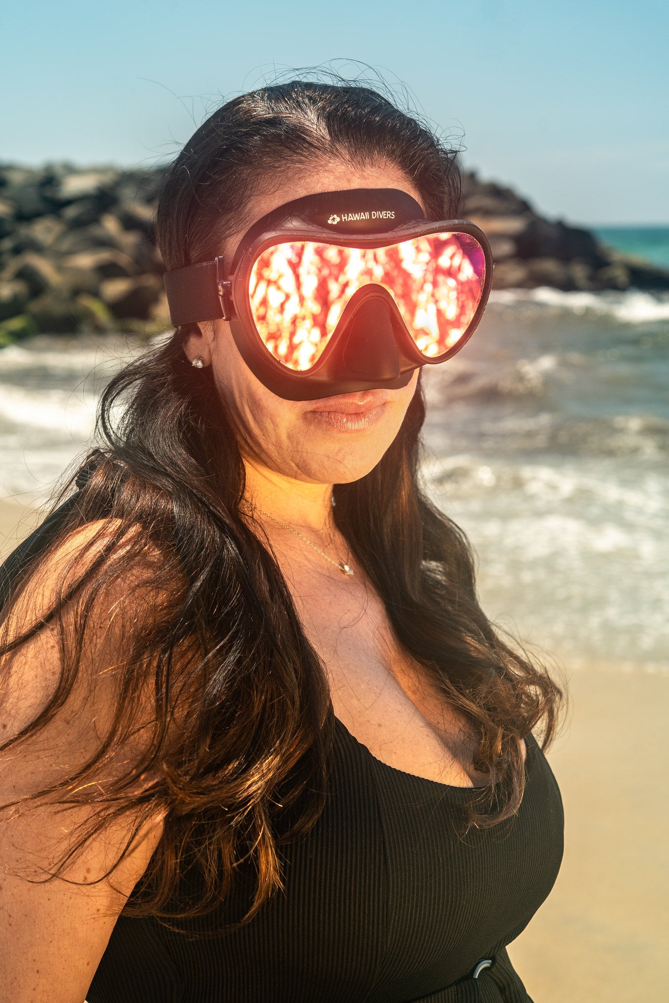 Hawaii Divers Deep Sea Mirrored Adult Mask – Red/Black