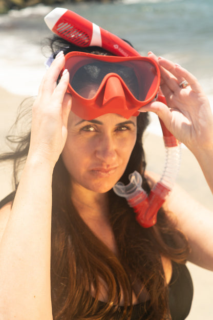 Hawaii Divers Deep Sea Adult Snorkel Set – Red - L/XL