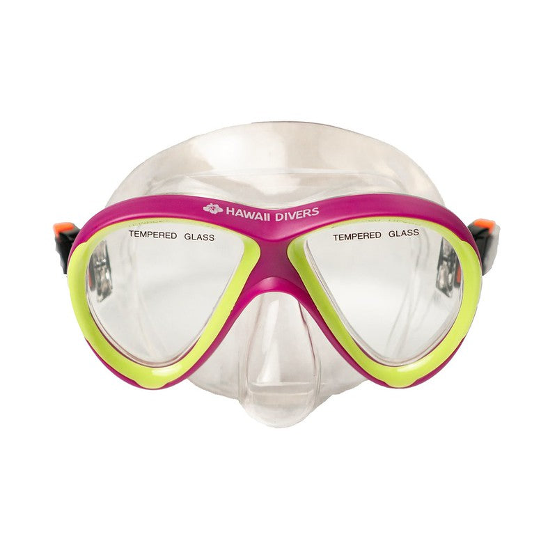 Hawaii Divers Guppy Kids Snorkel Mask – Pink/Bright Yellow (Ages 4+)