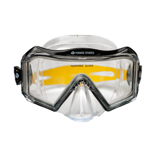 Hawaii Divers Tri View Adult Snorkel Mask - Black/Yellow