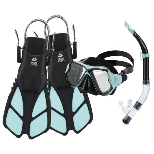 Hawaii Divers Manta Ray Adult Snorkel Set – Turquoise/Black - Size S/M