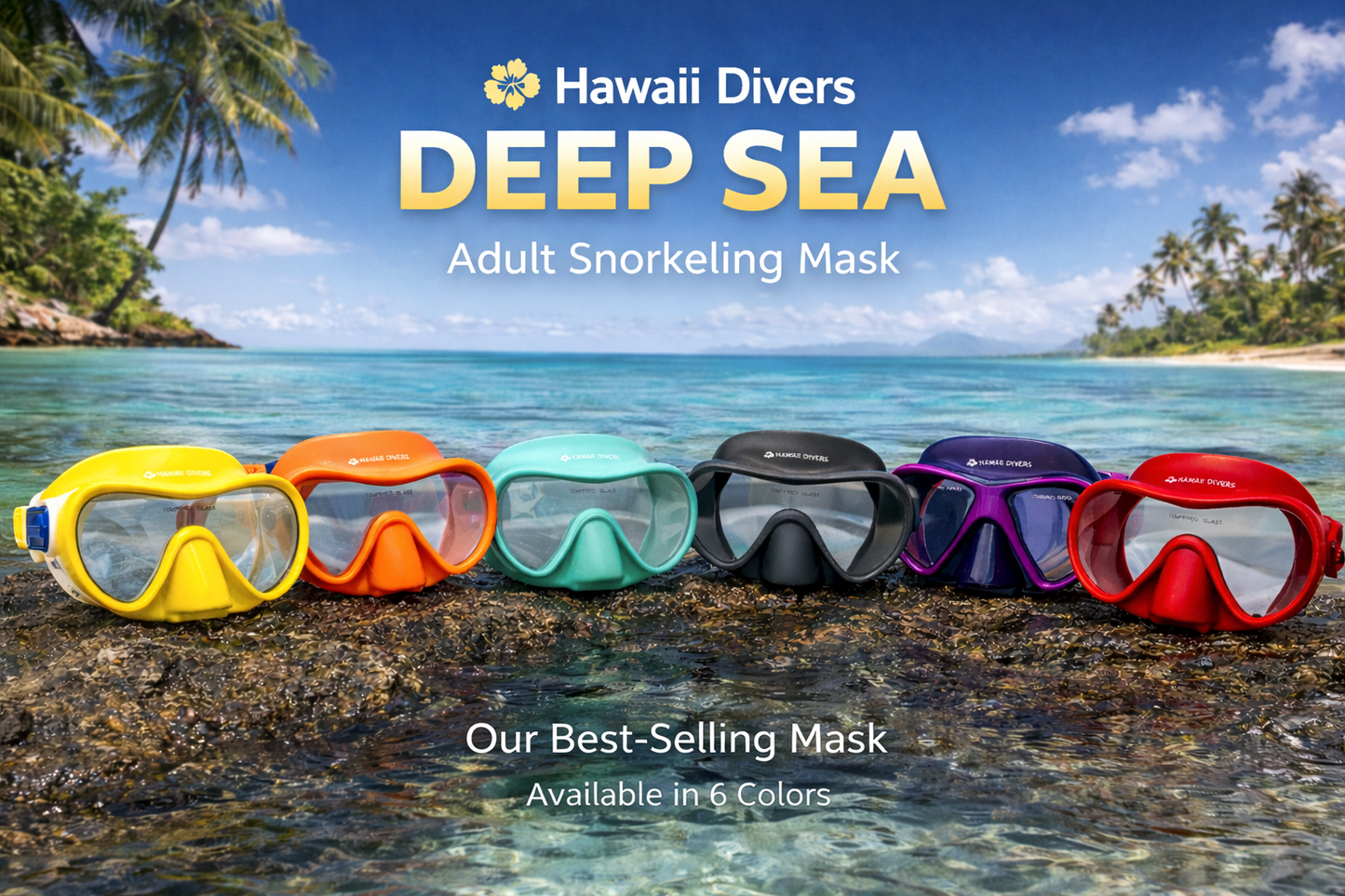 Hawaii Divers Deep Sea Adult Snorkel Set – Teal/Black -  Size Large/XL