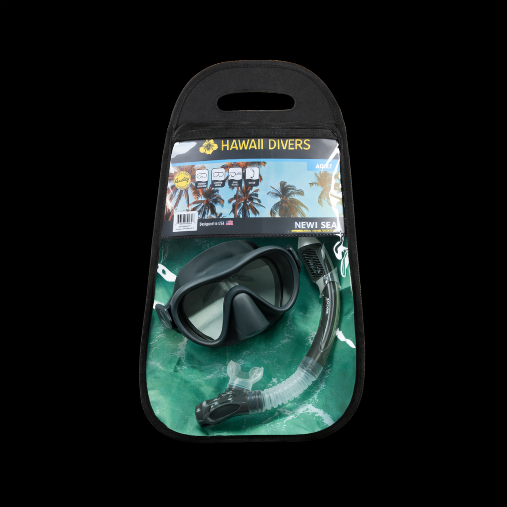 Hawaii Divers Deep Sea Mirrored Adult Snorkel Combo – Green/Black