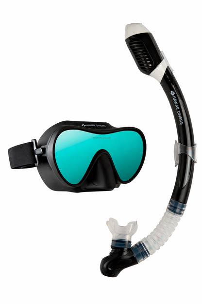 Hawaii Divers Deep Sea Mirrored Adult Snorkel Combo – Green/Black