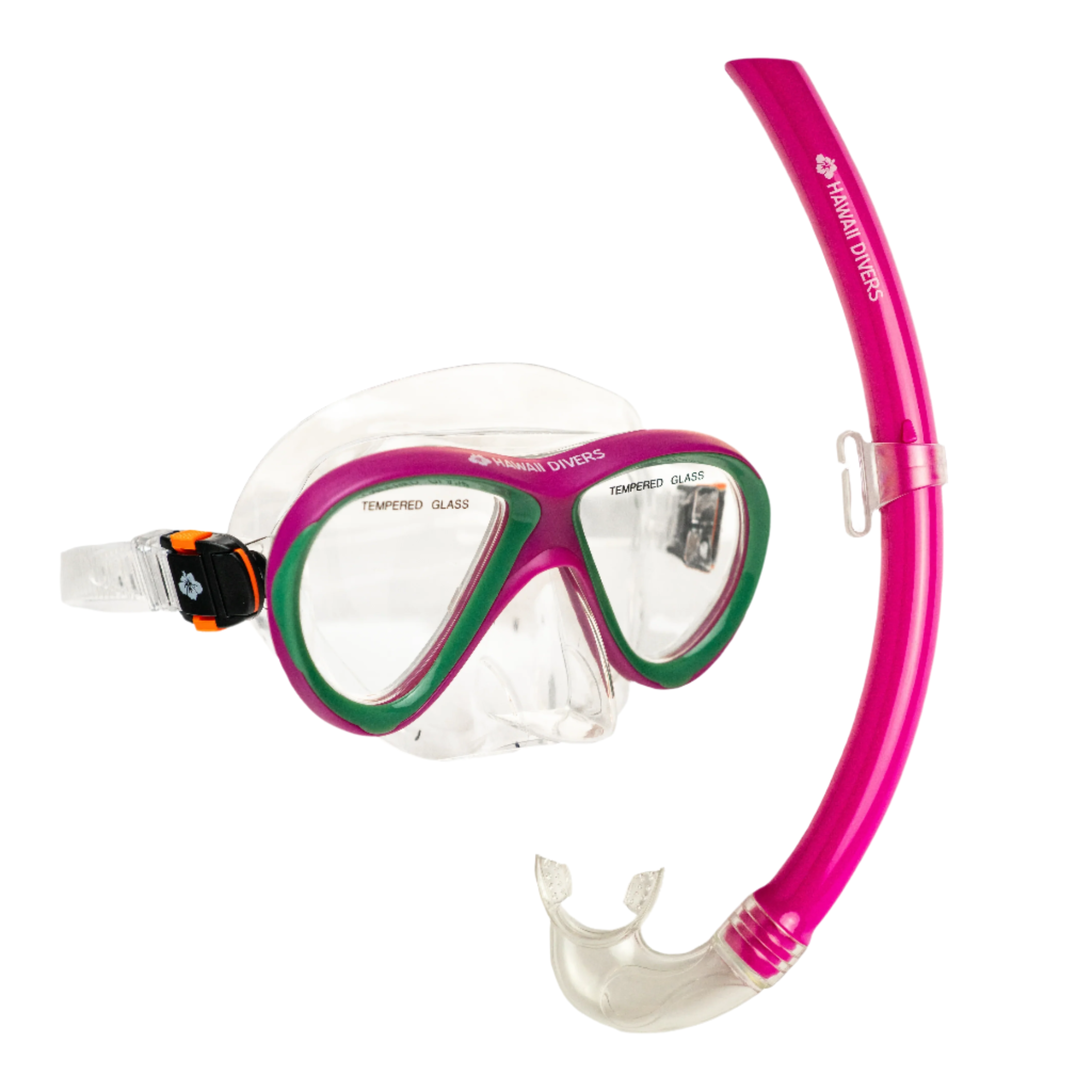 Hawaii Divers Guppy Kids Snorkel Combo –  Pink/Green (4+)