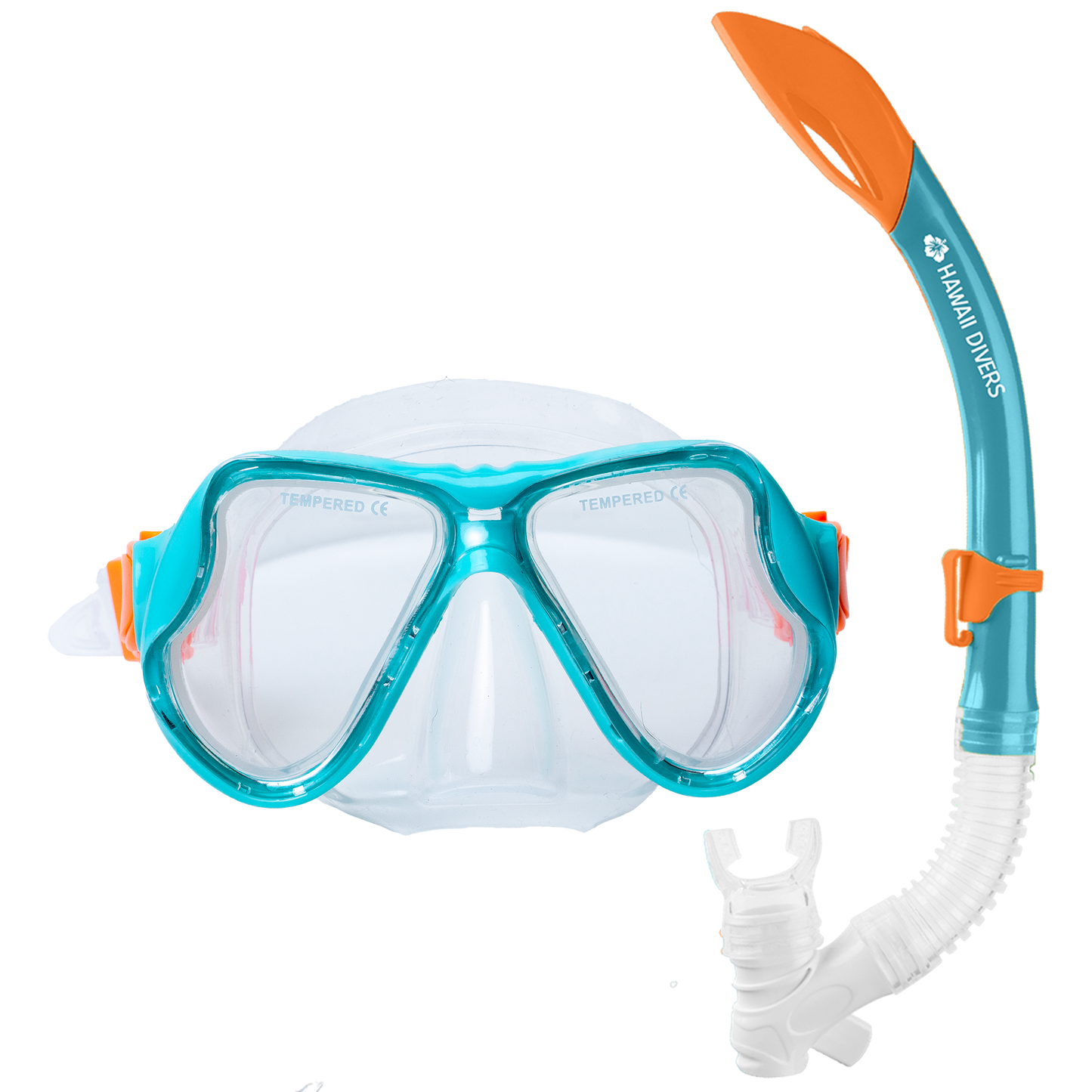 Hawaii- Divers Turtle Snorkel Combo - Turquoise/Orange (ages 4+)