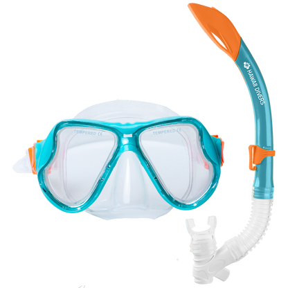 Hawaii- Divers Turtle Snorkel Combo - Turquoise/Orange (ages 4+)