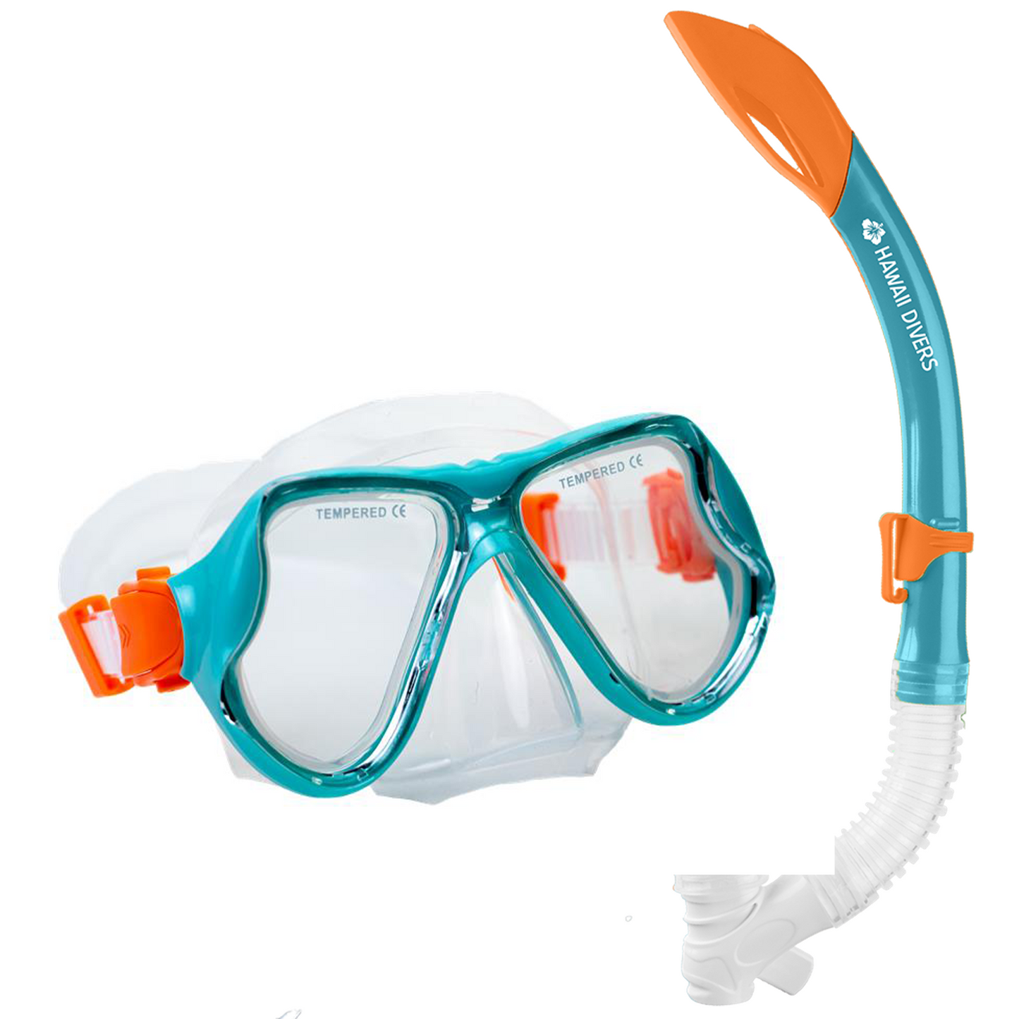 Hawaii- Divers Turtle Snorkel Combo - Turquoise/Orange (ages 4+)
