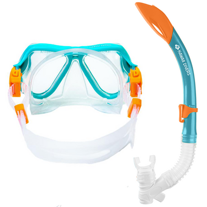 Hawaii- Divers Turtle Snorkel Combo - Turquoise/Orange (ages 4+)