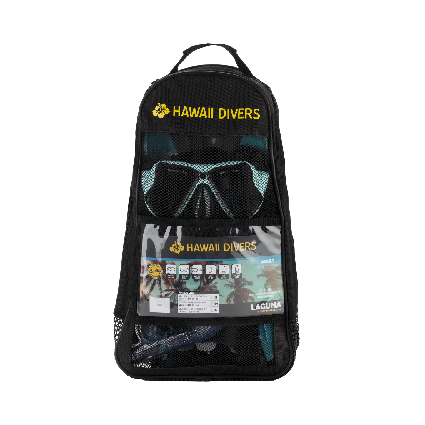 Hawaii Divers Leilani Snorkel Set – Turquoise (Adult S/M)