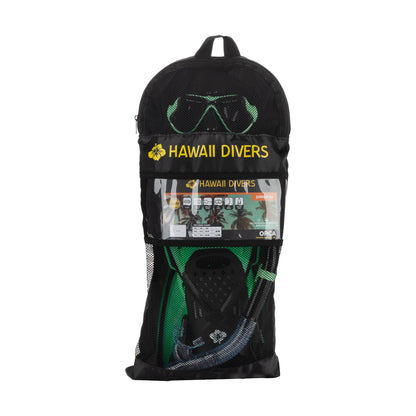 Hawaii Divers Manta Ray Adult Snorkel Set – Turquoise/Black - Size L/XL