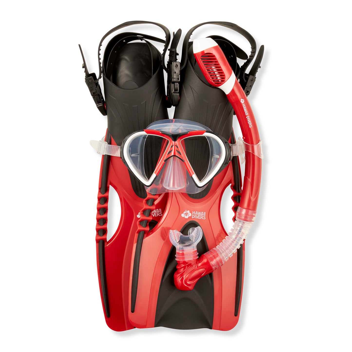 Hawaii Divers Leilani Snorkel Set – Black/Red (Adult L/XL)