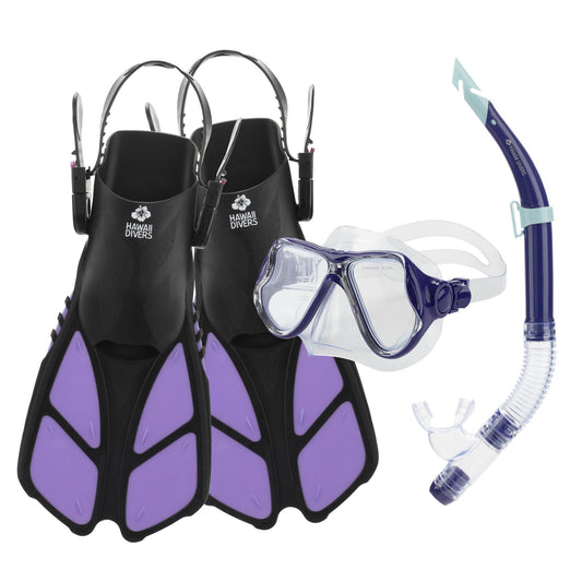 Hawaii Divers Adult Snorkel Set Manta Ray - Purple - Size S/M